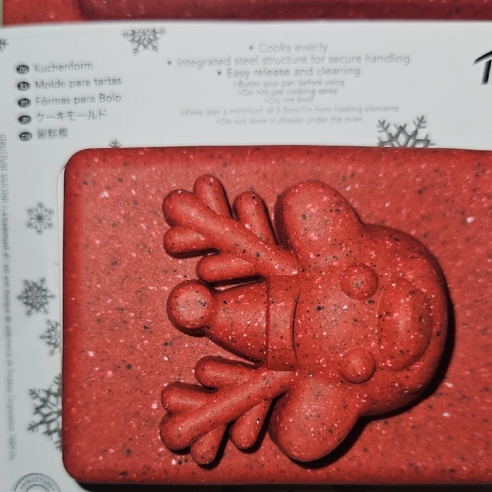 Trudeau Red Holiday Silicone Six Loaf Baking Mold SET OF TWO!